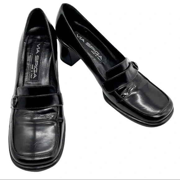 Via Spiga | Shoes | Via Spiga Black Leather Square Toe Slip  display picture 3
